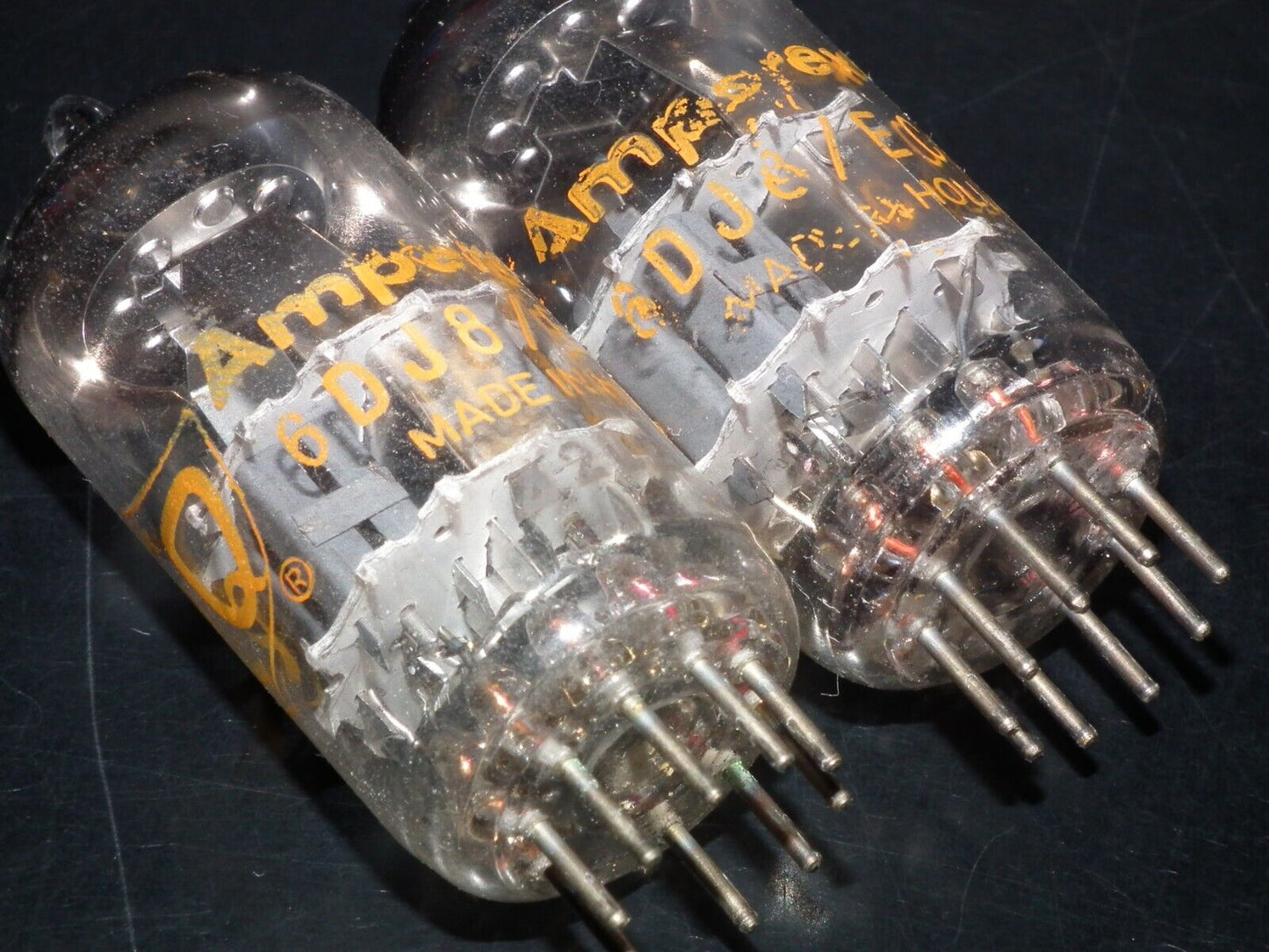 6DJ8 ECC88 Amperex Holland Matched Pair Used Tested 95% A Frame Getter