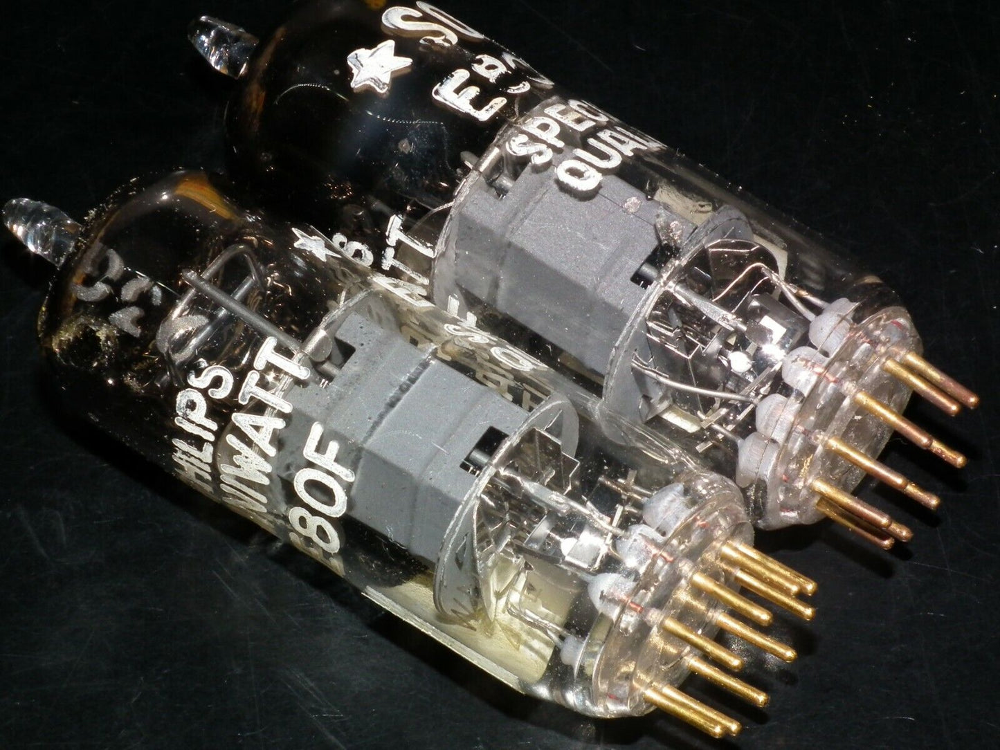 E80F Philips 6084 Matched Pair RARE D GETTER Pinched Waist Heerlen 1957 NOS NIB