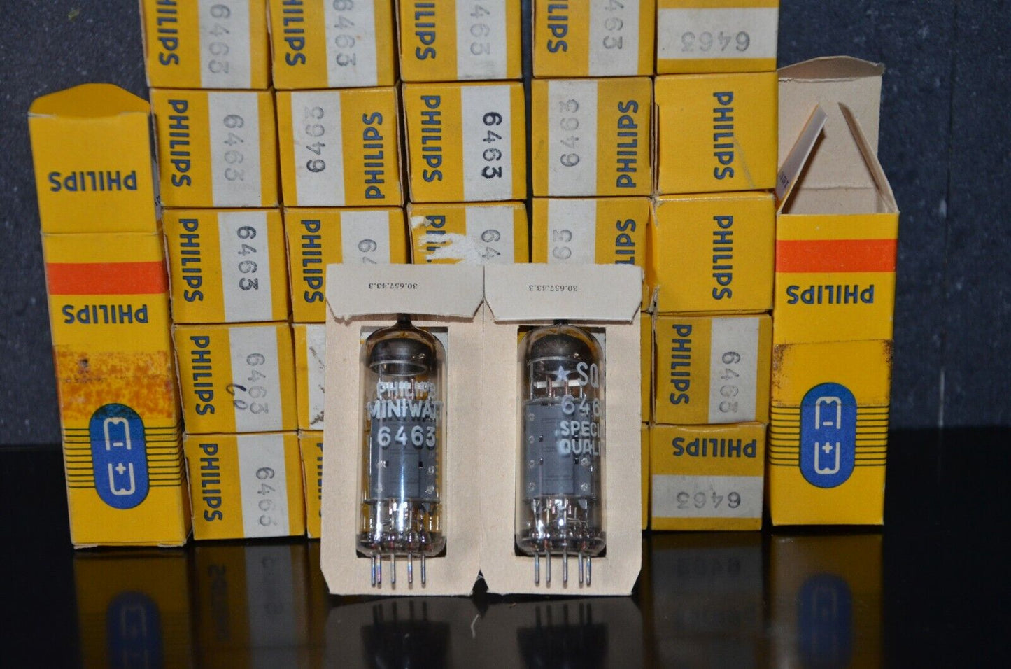 6463 Platinum Matched Pair Philips Heerlen Holland NOS NIB RARE WELDED PLATES SQ