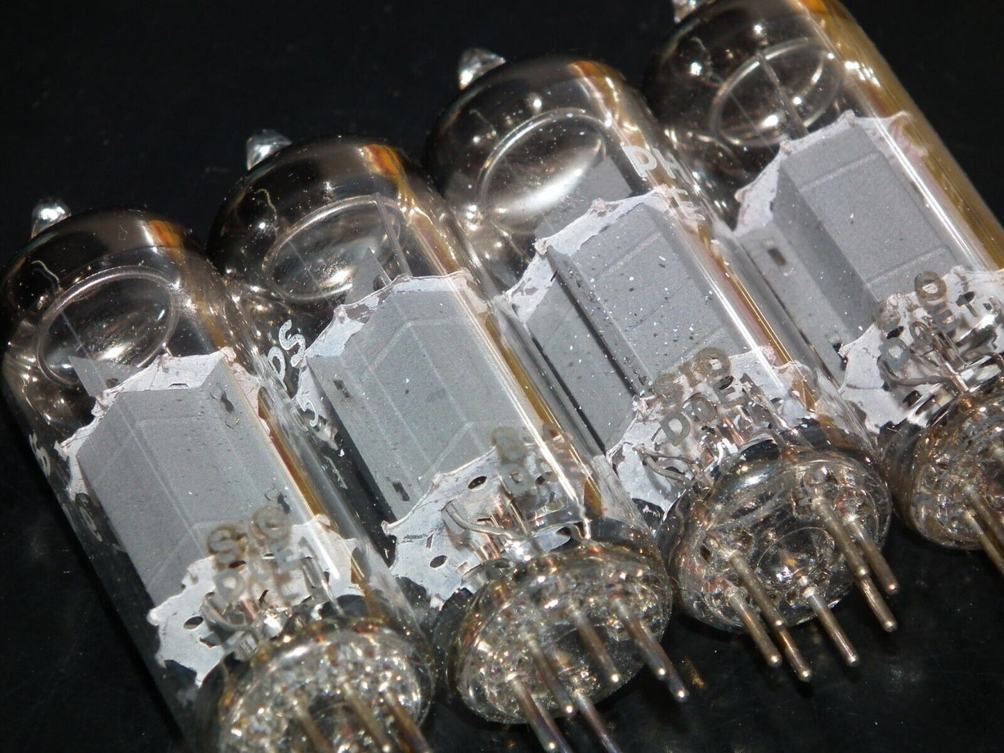 Platinum matched quad (4 tubes) EL95 6DL5 Valvo Hamburg rebranded Philips NOS