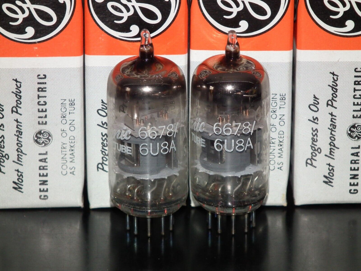 Platinum matched pair 6678 General Electric 6U8A NOS NIB 6GH8A ECF82 6EA8