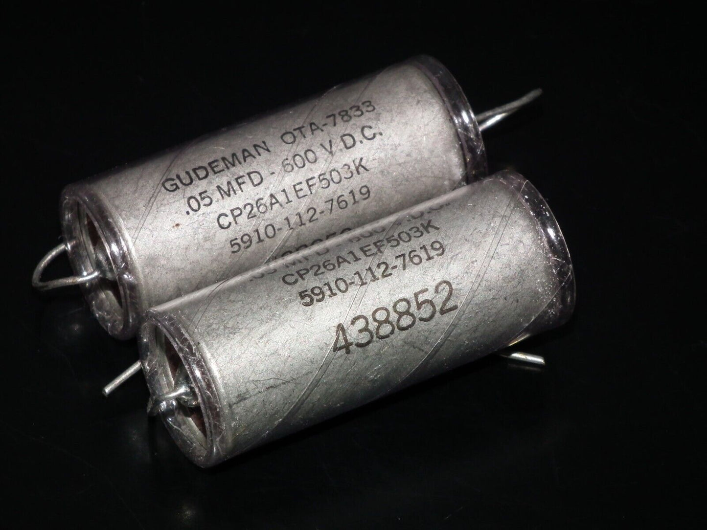 Two Vintage GUDEMAN PIO Capacitors 50nF 600V 0.05uF NOS Paper In Oil