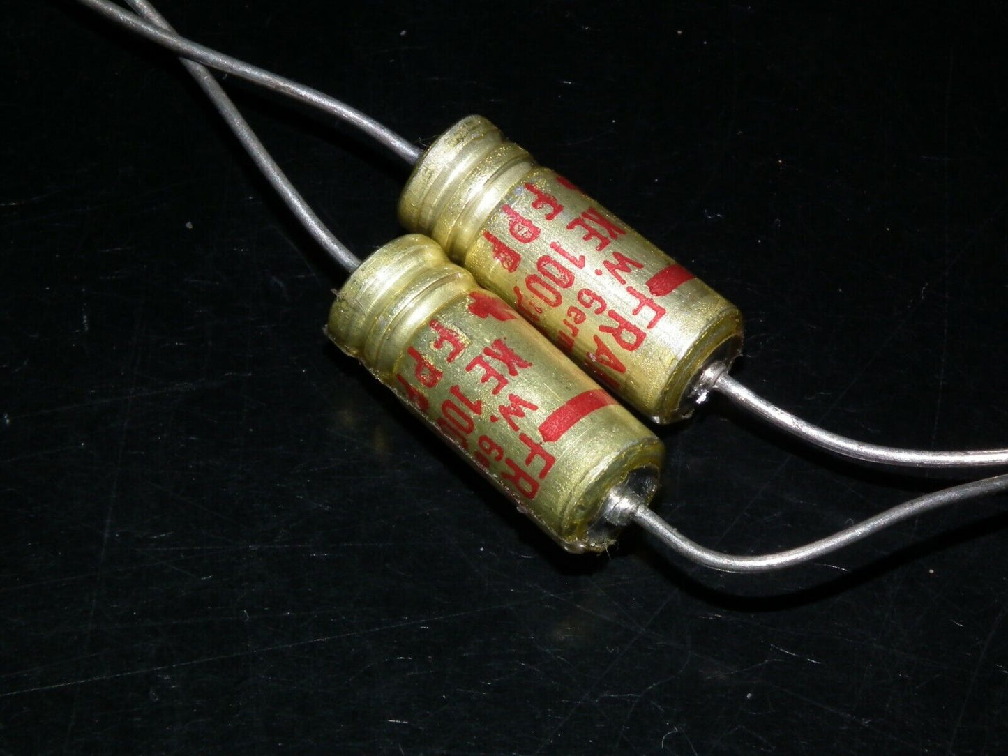 Two vintage electrolytic capacitors FRAKO 100uF 6V NOS Made in West Germany 70s