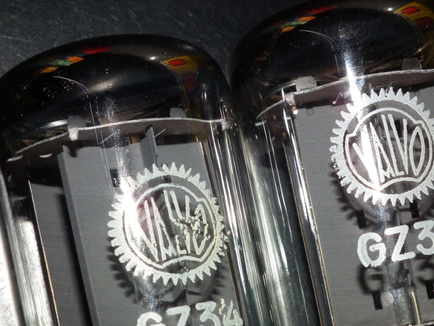 Platinum Matched Pair (2 pcs) GZ34 Mullard 5AR4 rectifier NOS NIB branded Valvo