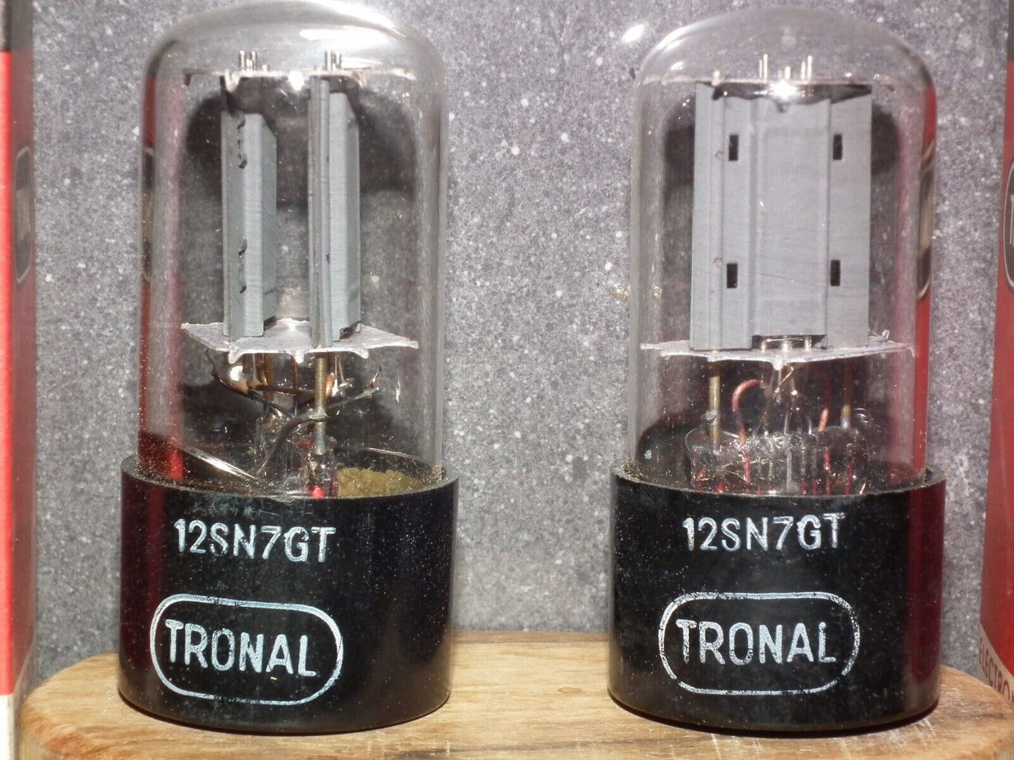 Rare Matched Pair TRONAL 12SN7GTA NOS NIB FLAT DISC GETTER old type stem