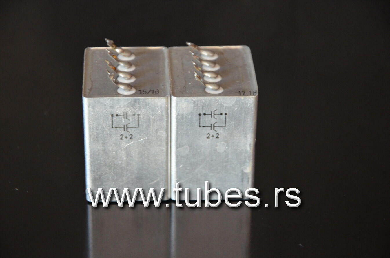 Two vintage Siemens PIO capacitors 2 + 2 uF 160V Klangfilm late 60s West Germany