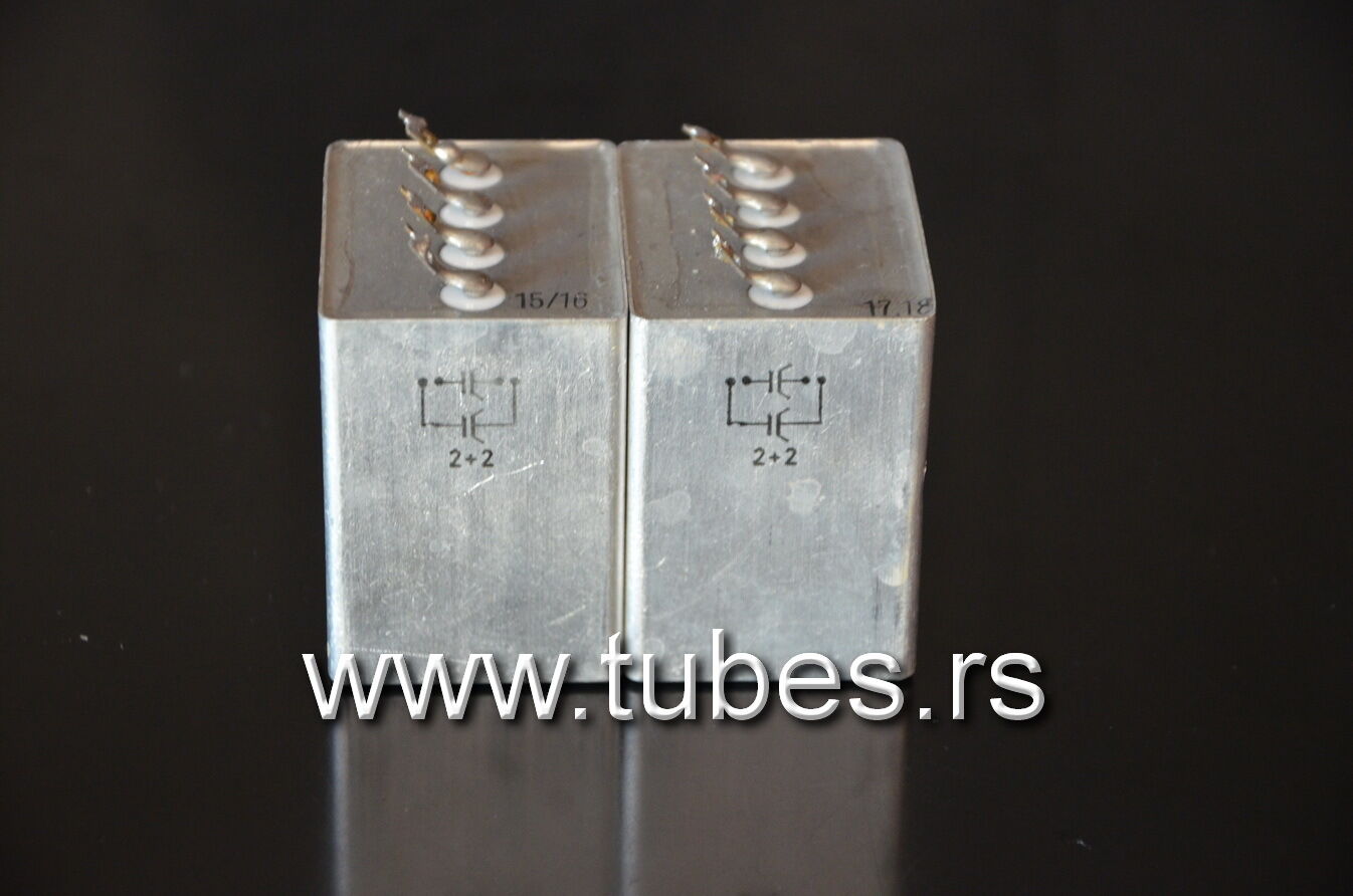 Two vintage Siemens PIO capacitors 2 + 2 uF 160V Klangfilm late 60s West Germany