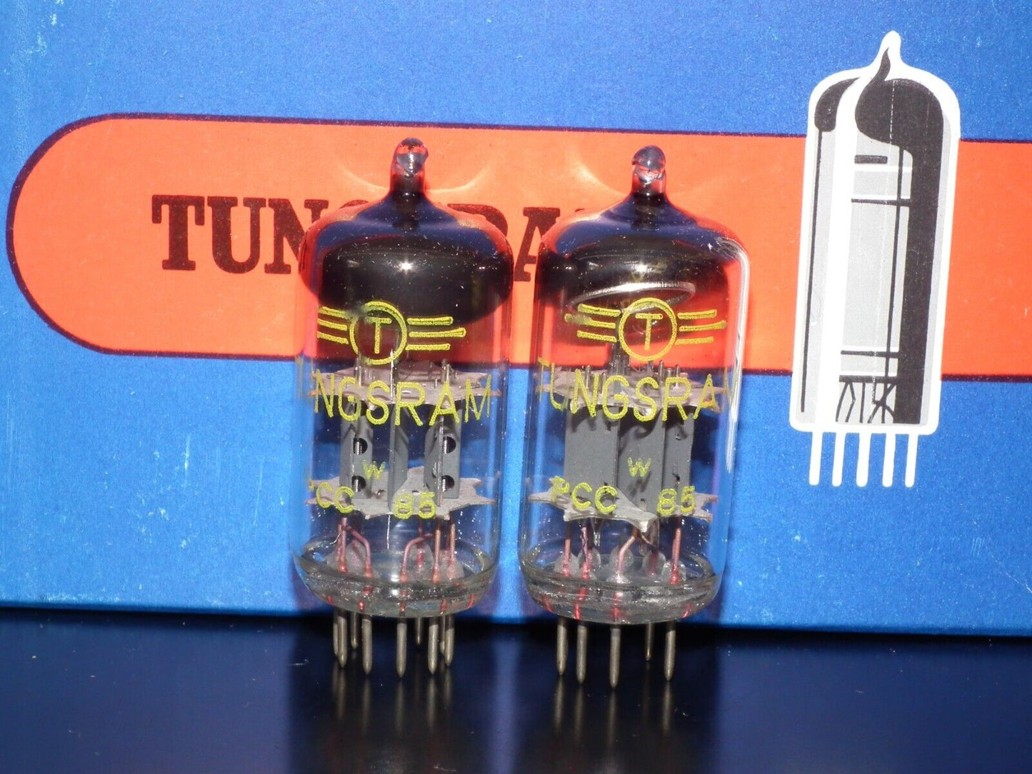 PCC85 Tungsram Austria Platinum Matched Pair NOS NIB 60s Big Inclined Getter