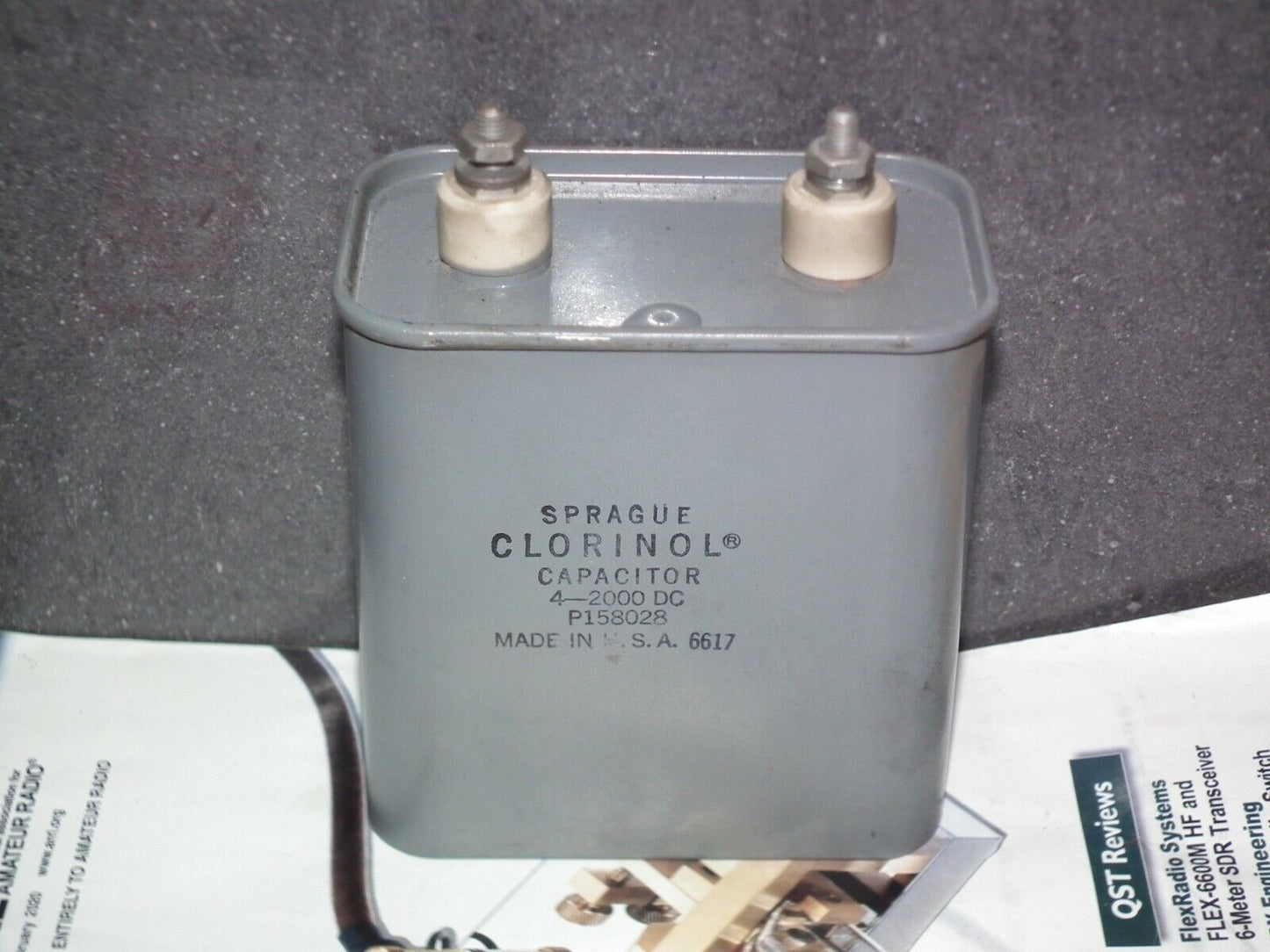 One vintage Sprague PIO capacitor 4uF 2000V DIY tube audio 2mfd 2KV CLORINOL!