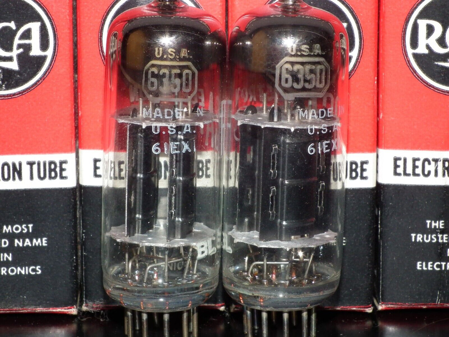 Platinum Matched pair 6350 RCA NOS NIB Rare Black Anodes Carbonized Nickel 1961