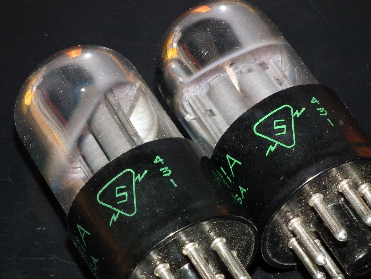 Platinum Matched Pair Sylvania 6SL7GT NOS NIB Chrome Tops Short Bulb Used 135%
