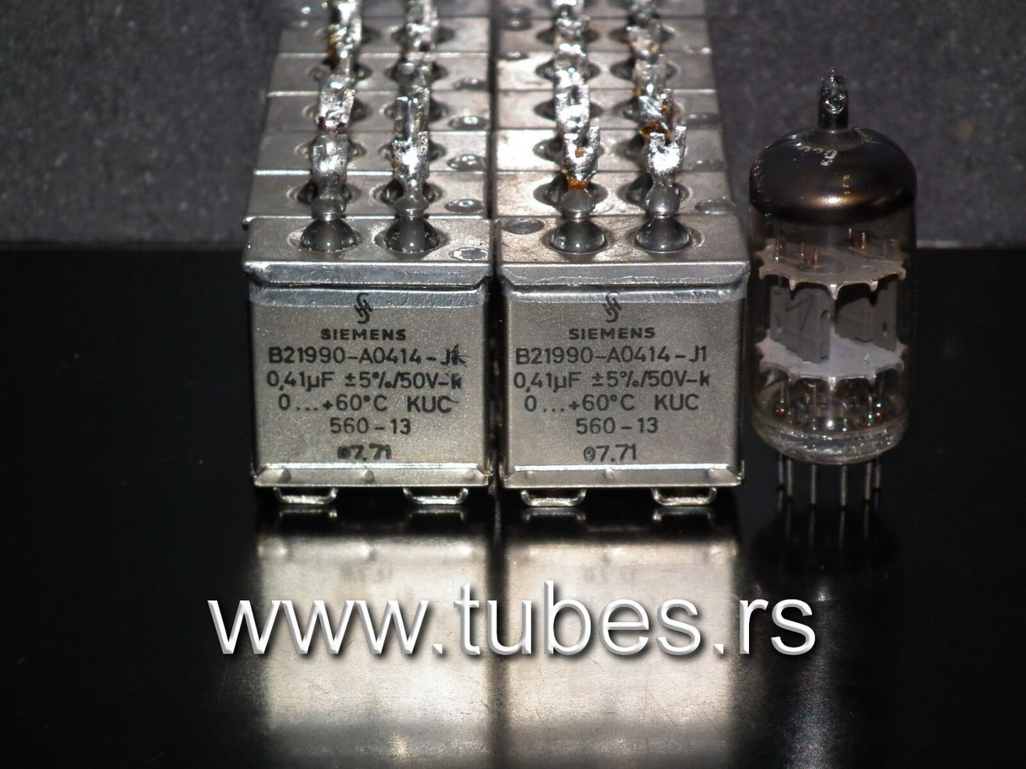 Two vintage Siemens PIO capacitors 0.41 uF / 50V Klangfilm tube audio