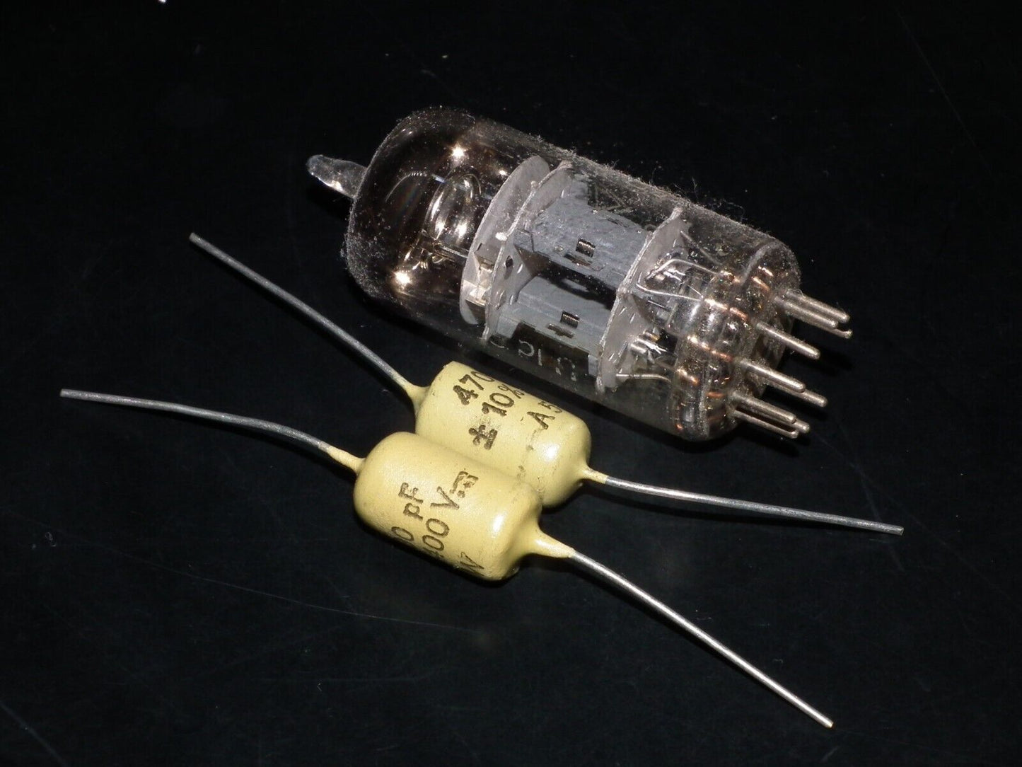 Two vintage Mullard Mustard Capacitors 0.047mfd / 400V (47nF) Marshall,Fender