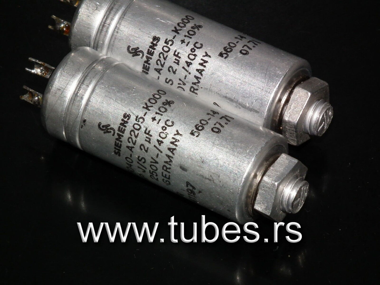 Two vintage Siemens PIO capacitors 2.0 uF / 250V Klangfilm tube audio