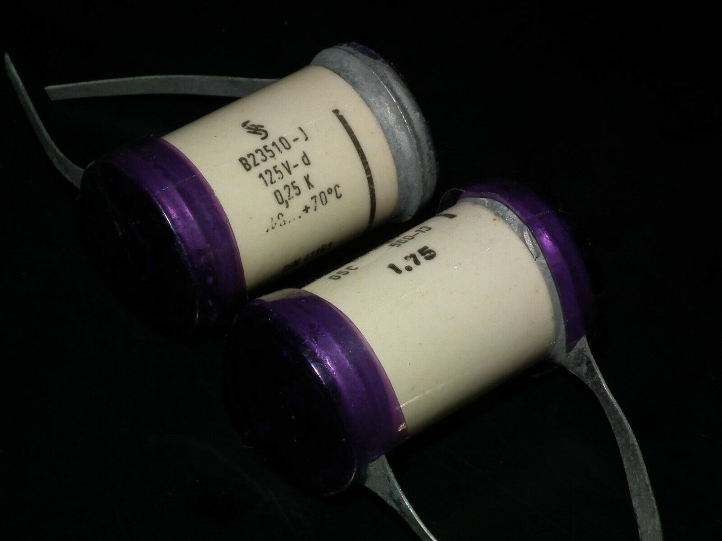 Two vintage Sikatrop Capacitors 0.25mfd 125V Siemens Klangfilm Hi End 250nF 125V
