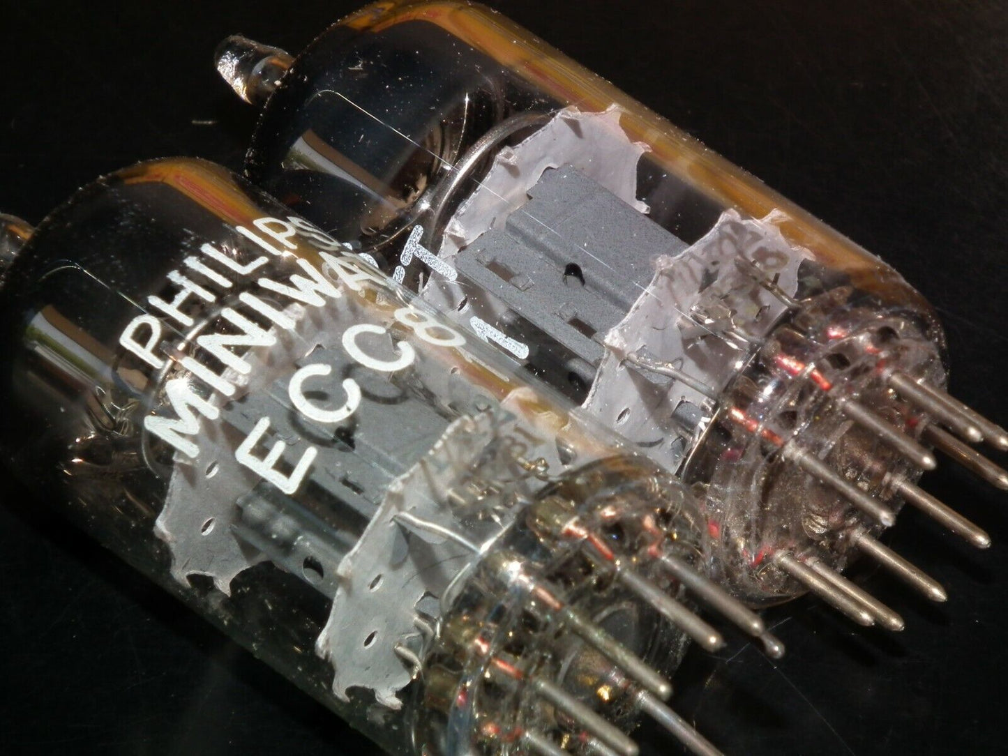 Philips ECC81 (12AT7) NOS NIB Platinum matched pair Tk2 Big Ring Getter 1963