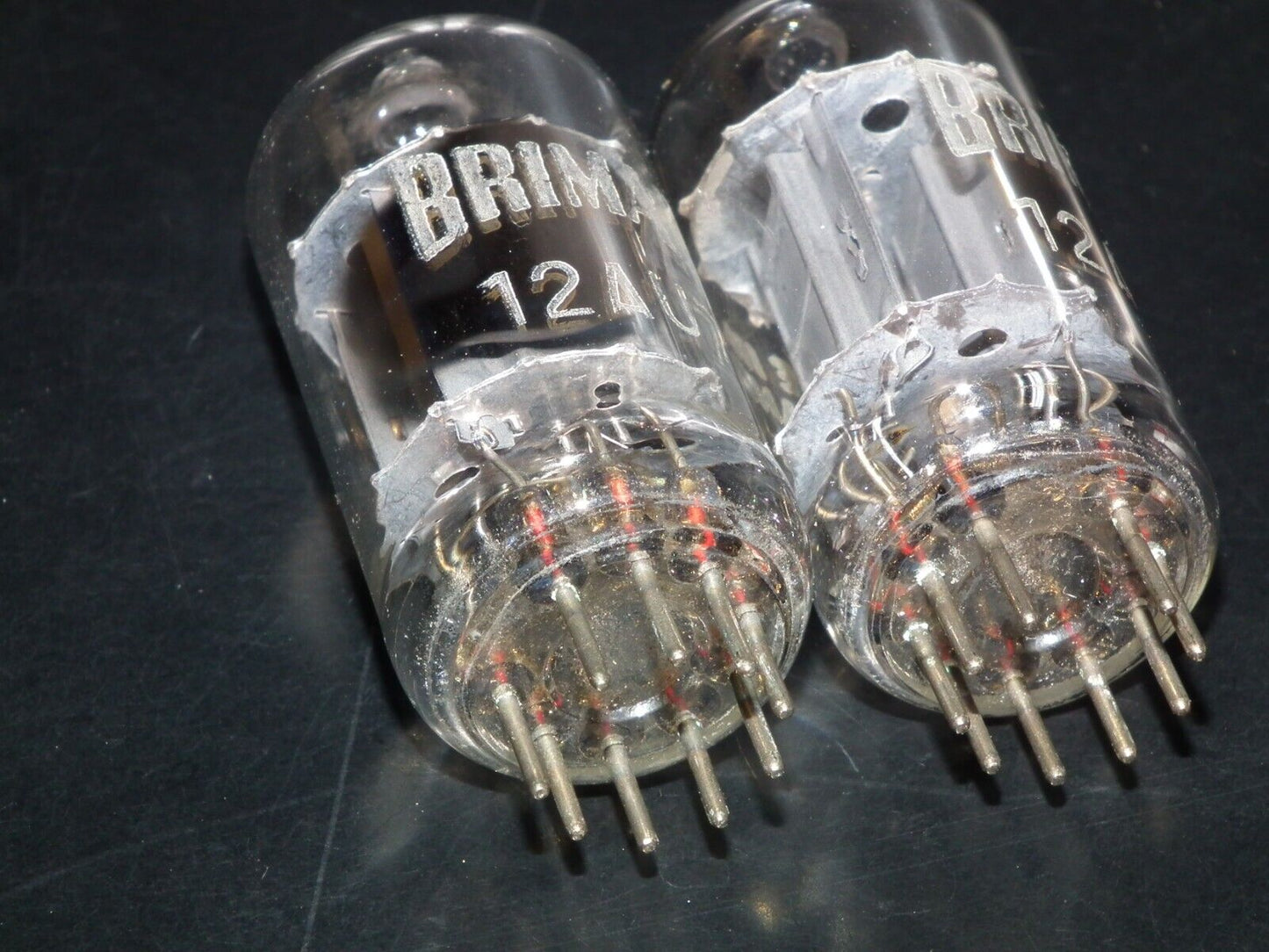 Matched Pair BRIMAR 12AU7 ECC82 Long Anodes Side Getters Used 80%