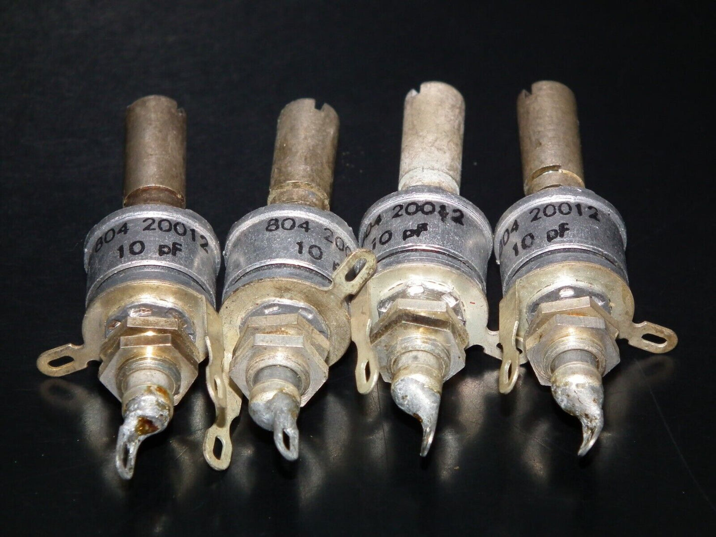 Two (2) NOS Beehive 2pF - 10pF variable trimmer capacitors - tubular piston caps