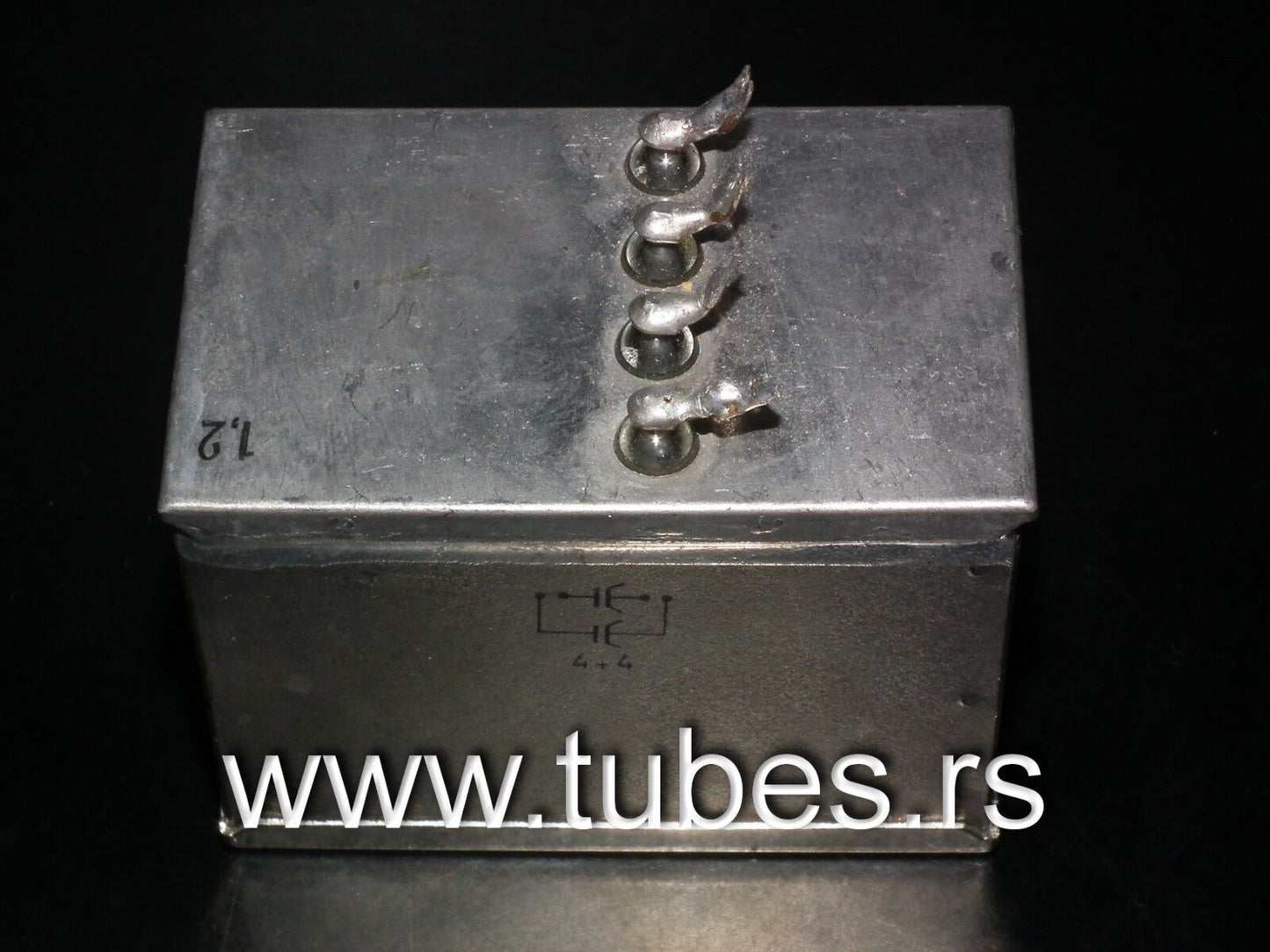 One vintage Siemens PIO capacitors 4 + 4 uF / 160V Klangfilm West Germany 1968