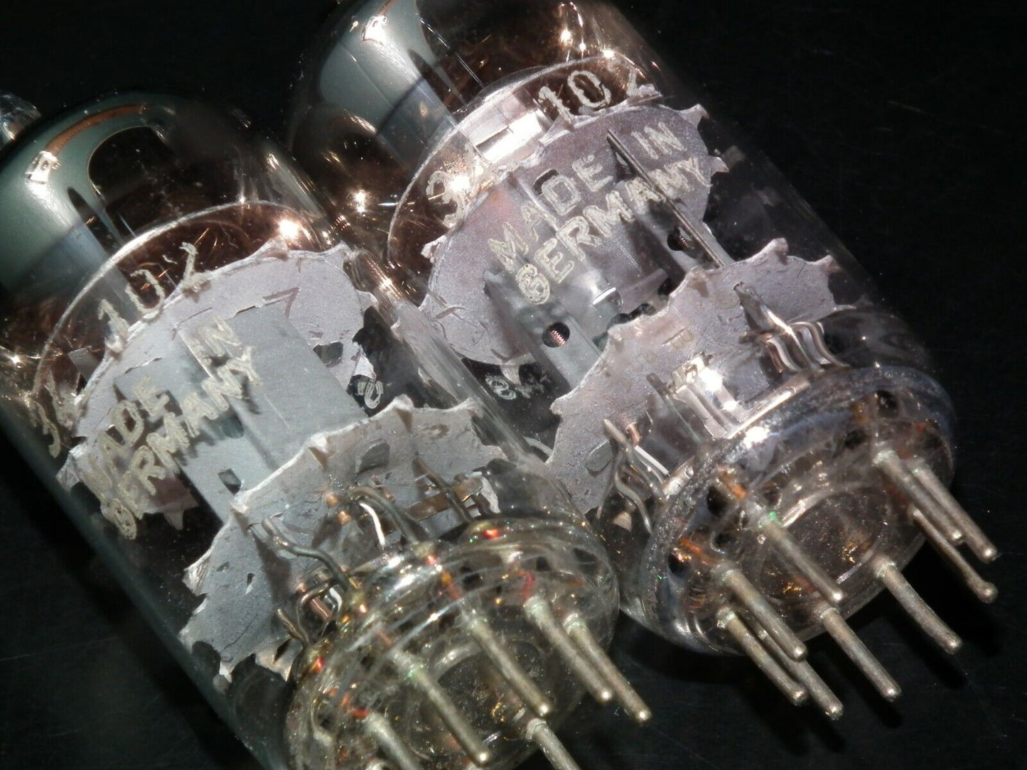 Siemens E81CC ECC801S 6201 ECC81 Matched pair triple mica W. Germany USED TESTED
