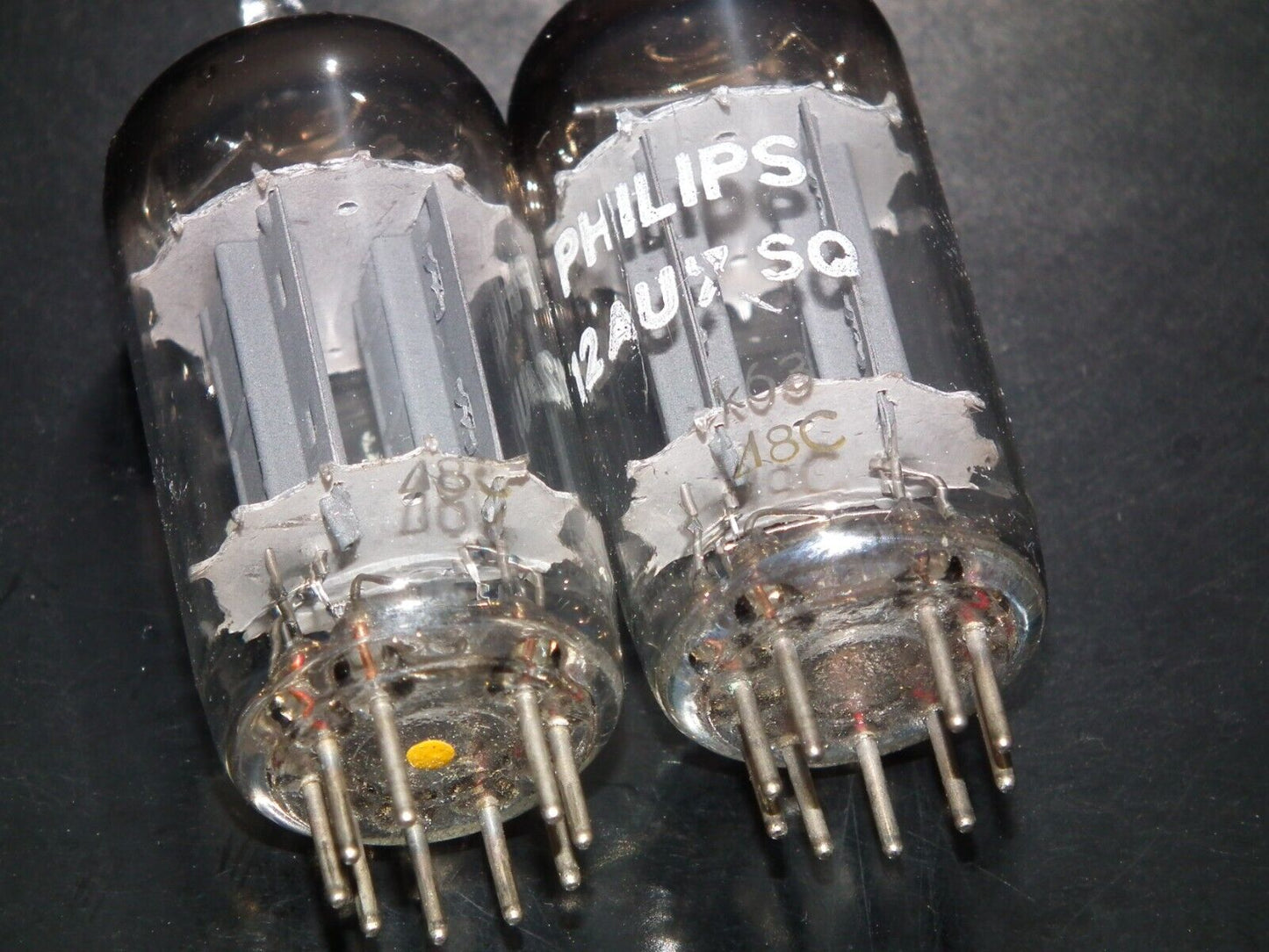 Matched Pair 12AU7 Philips ECC82 Long Anodes 17mm Rare SQ 10000 hours 1958 k63