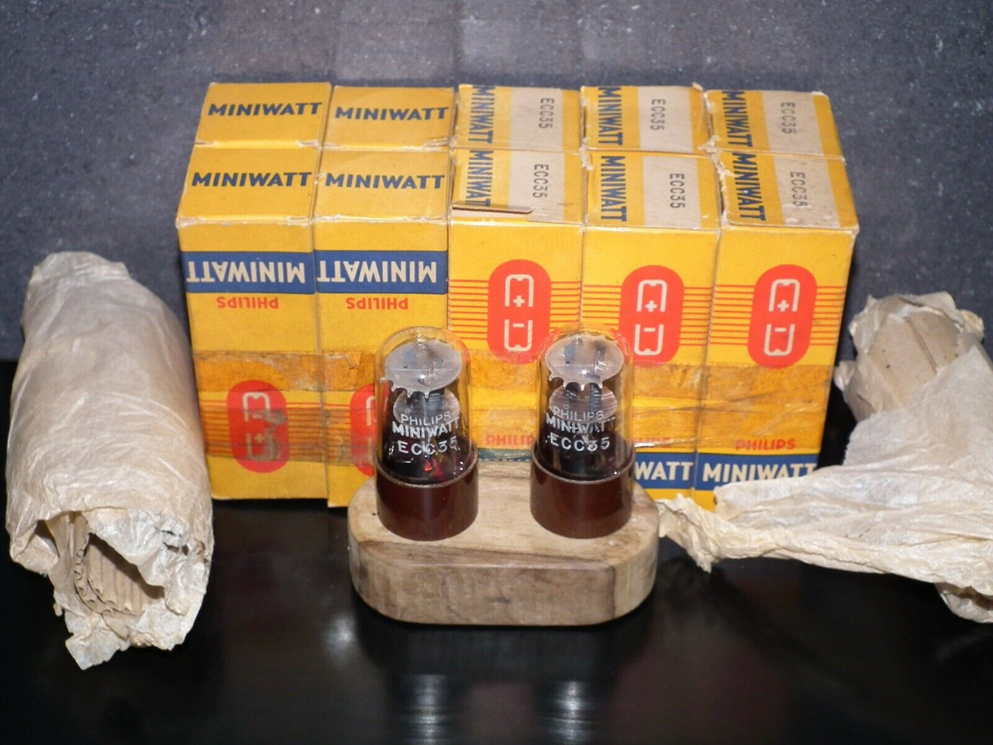 Mullard ECC35 6SL7GT NOS NIB Matched Pair Brown Base D Getter Blackburn 1958
