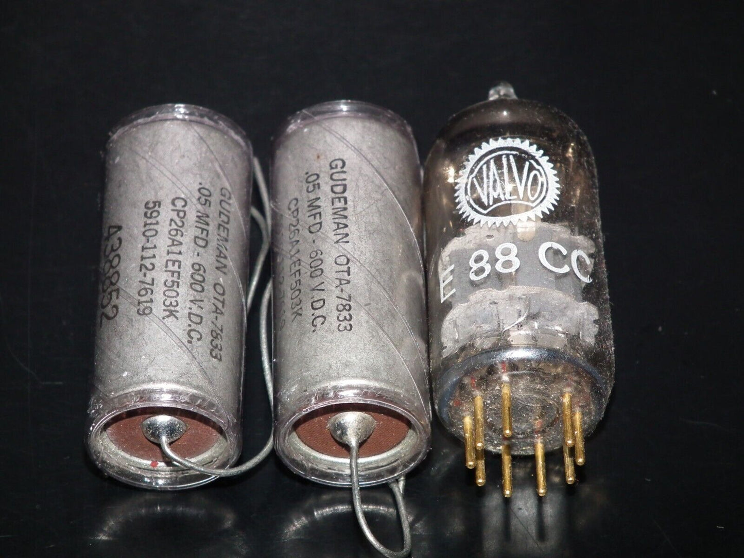 Two Vintage GUDEMAN PIO Capacitors 50nF 600V 0.05uF NOS Paper In Oil
