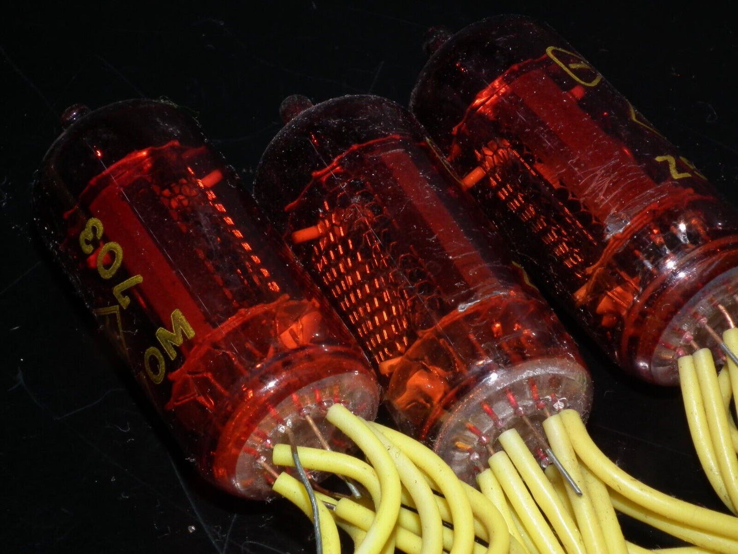 LOT OF 3 Z570M RFT Red Nixie tubes. AS IS!
