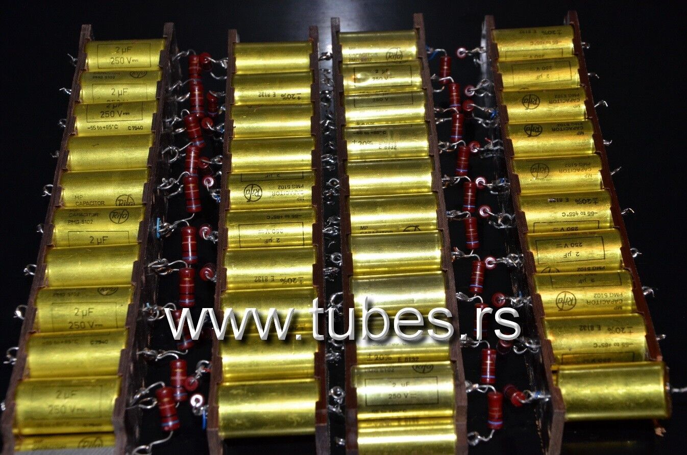 Two vintage MP capacitors 2 uF / 250V Rifa Sweden (PIO - Paper in oil capacitor)