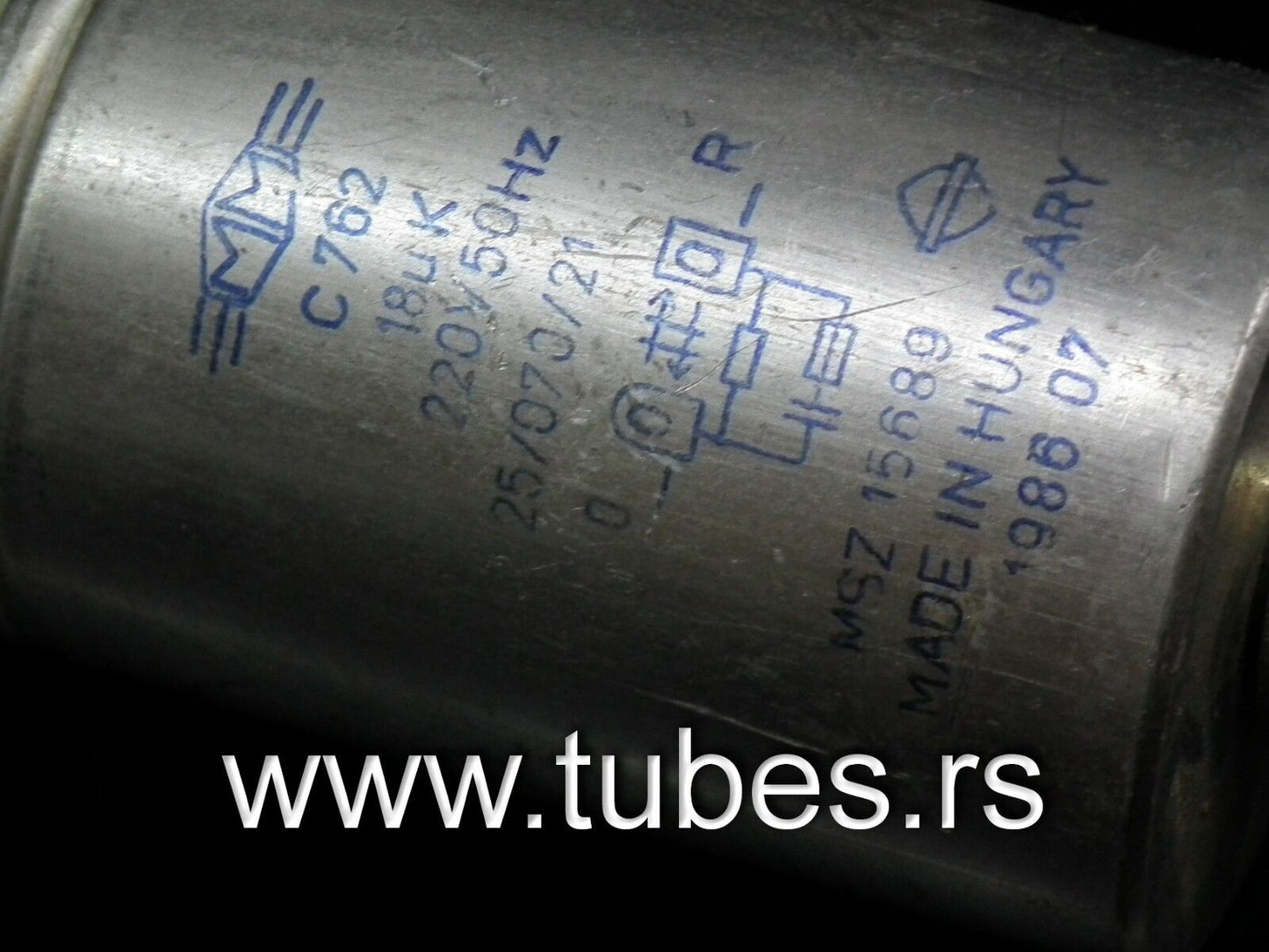 One vintage PIO RC capacitor 18uF 220V Made in Hungary in 80s