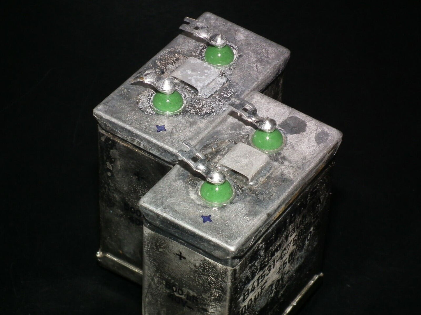 Two NOS vintage Siemens capacitors 500uF 40V Klangfilm audio W.Germany 500mfd
