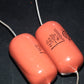 Two (2) Vintage ISKRA Polystyrene Styroflex KS Capacitors 0.1u 103nF 250V 1% 70s