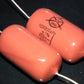 Two (2) Vintage ISKRA Polystyrene Styroflex KS Capacitors 0.1u 103nF 250V 1% 70s