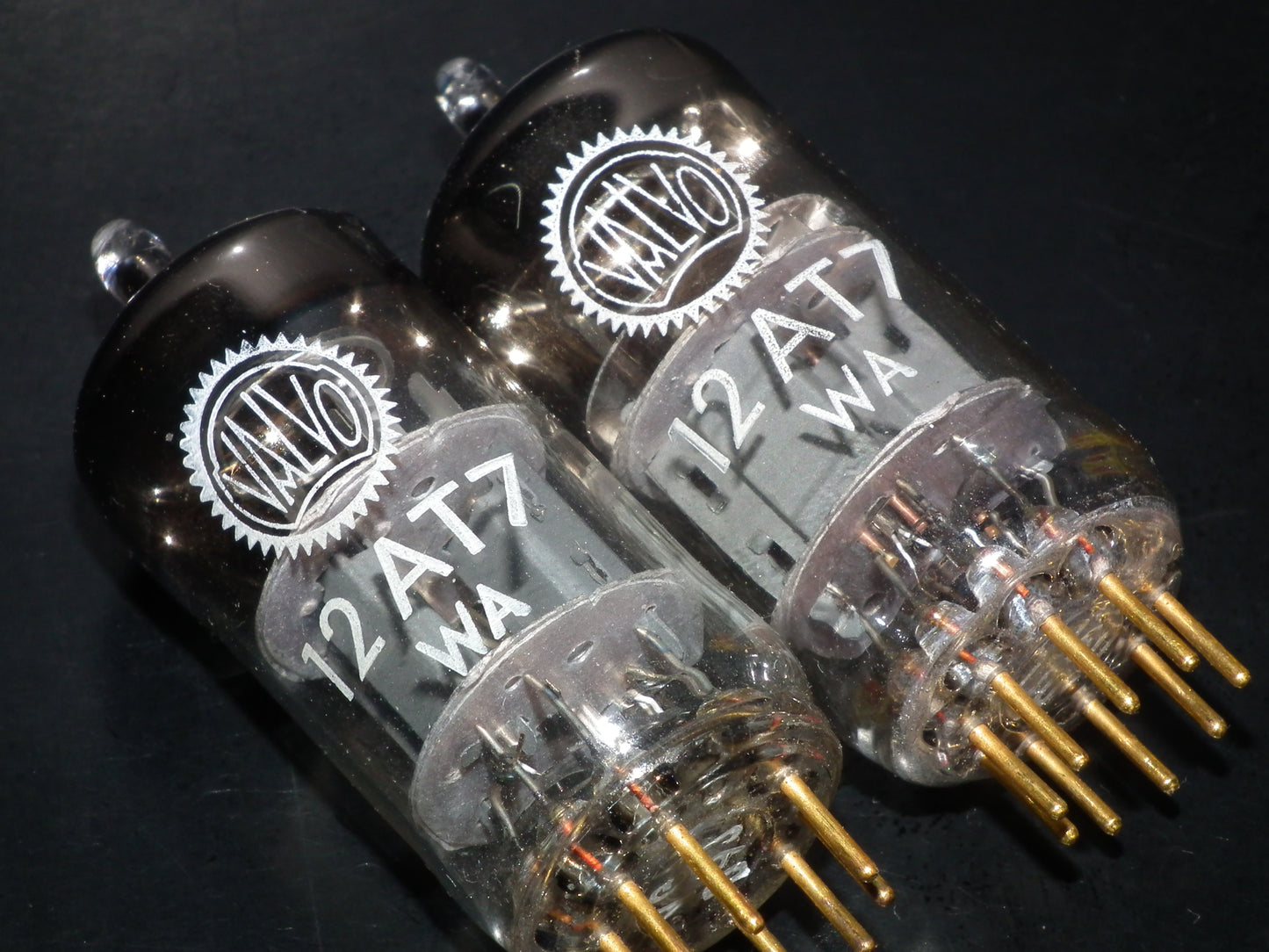 12AT7WA Valvo 6201 ECC81 NOS matched pair Pinched Waist Codes On Stem