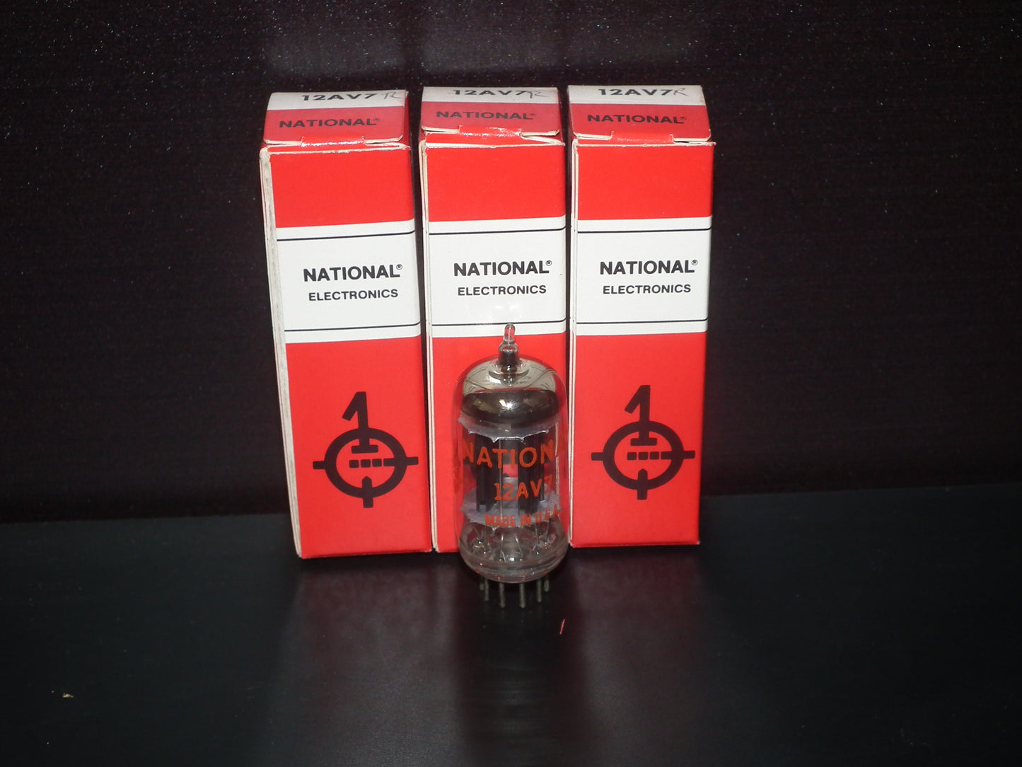 12AV7 National Triple Mica Long Black Anodes Square Getter NOS NIB