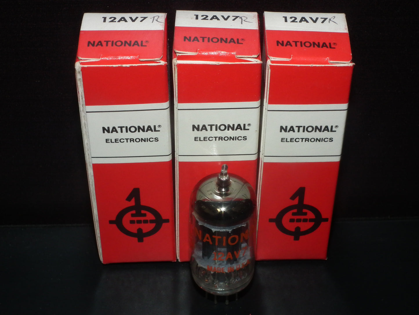 12AV7 National Triple Mica Long Black Anodes Square Getter NOS NIB
