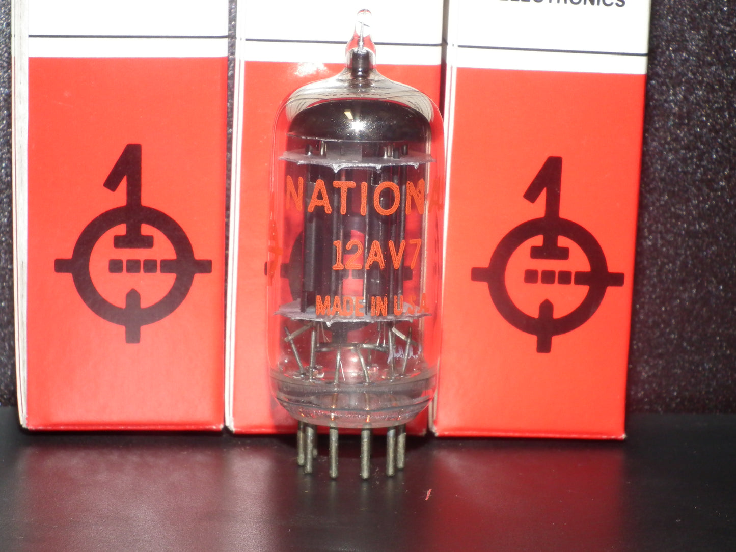 12AV7 National Triple Mica Long Black Anodes Square Getter NOS NIB