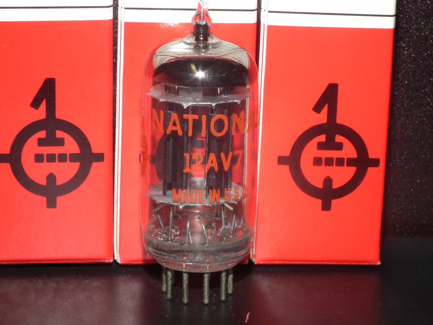 12AV7 National Triple Mica Long Black Anodes Square Getter NOS NIB
