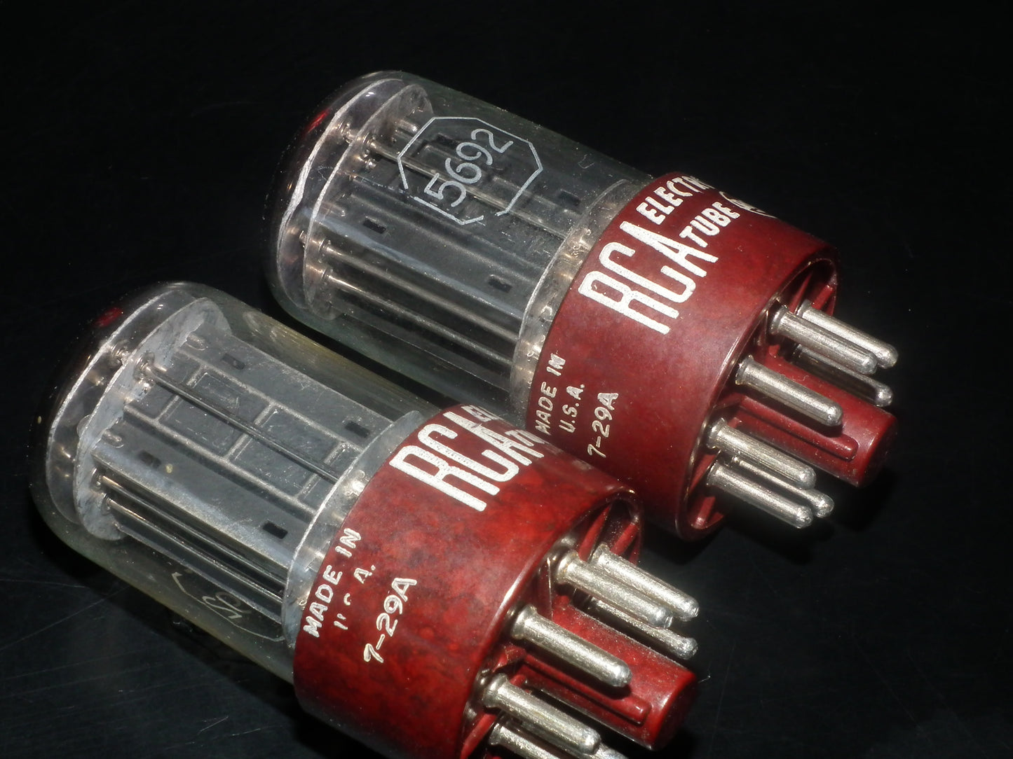 Matched Pair 5962 RCA Red Base Holy Grail 6SN7GT Dual Square Getter Triple Mica