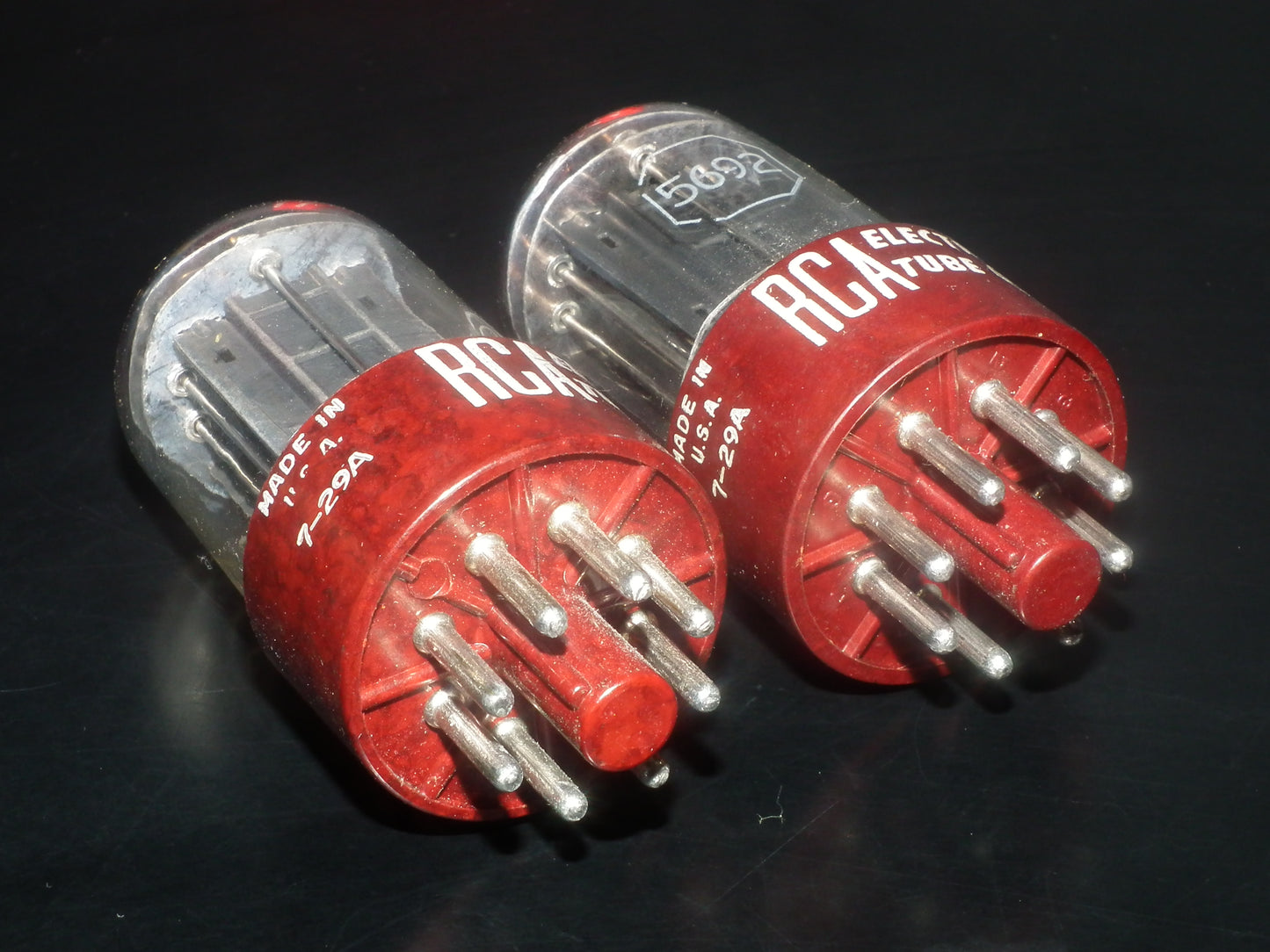 Matched Pair 5962 RCA Red Base Holy Grail 6SN7GT Dual Square Getter Triple Mica