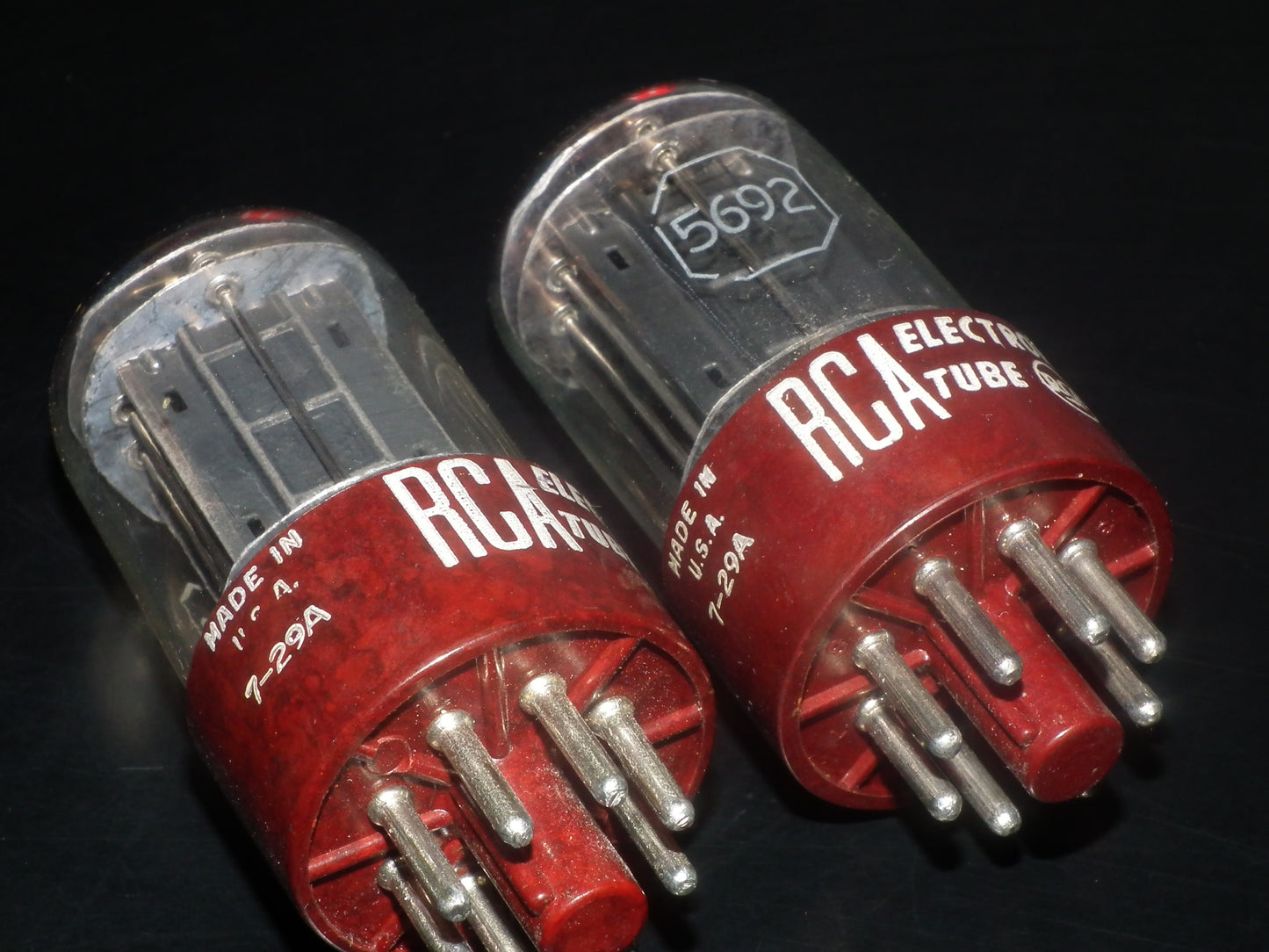 Matched Pair 5962 RCA Red Base Holy Grail 6SN7GT Dual Square Getter Triple Mica