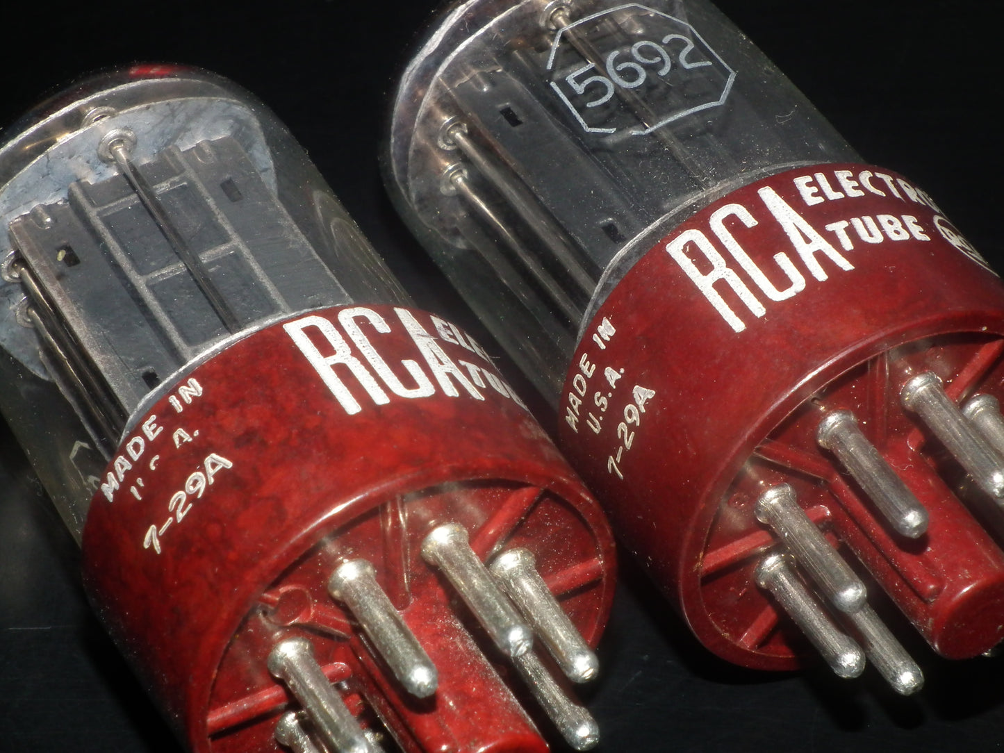 Matched Pair 5962 RCA Red Base Holy Grail 6SN7GT Dual Square Getter Triple Mica
