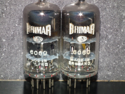 Brimar 6060 UK E81CC ECC801S 6201 ECC81 Matched pair Black Anodes Gold Grids