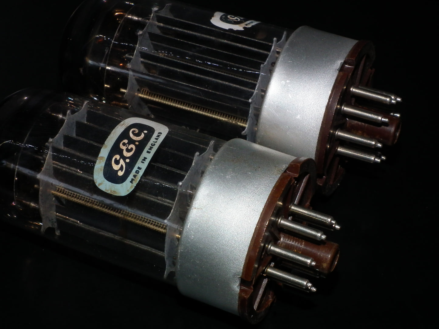 GEC 6080 CV2984 6AS7 5998 ECC230 Matched pair Square Getters Triple Mica