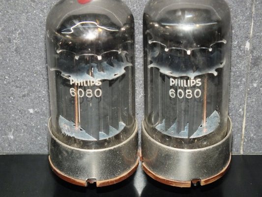 MULLARD 6080 Matched pair rebranded Philips Tested