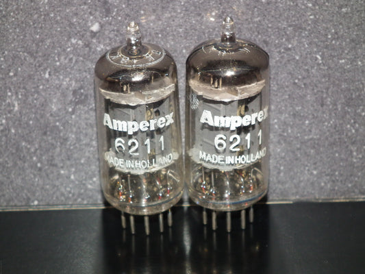 Platinum Matched Pair 6211 AMPEREX ~ECC82 Tested NOS Welded Anodes ECC802S