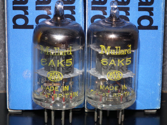 Matched Pair EF95 5654 6AK5W Mullard MITCHAM Square Getter 1953