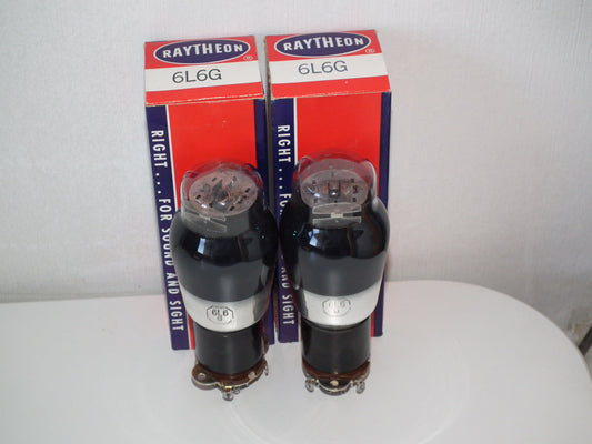 Matched pair 6L6G RAYTHEON US Black coated glass, the same batch FENDER