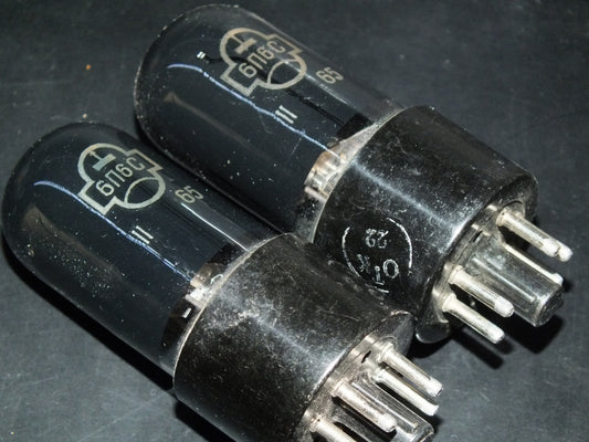 Platinum Matched Pair 6P6S Reflektor 6V6GT Black Coated NOS 60s