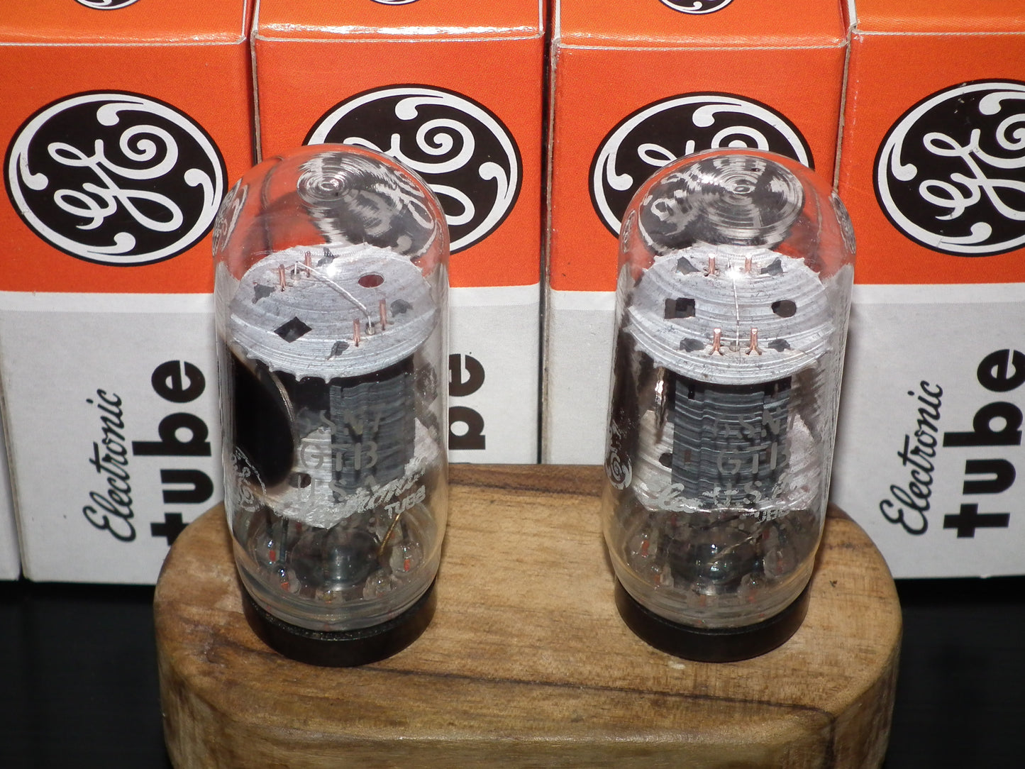 Matched Pair (2 tubes) 6SN7GTB General Electric NOS NIB Coin Base